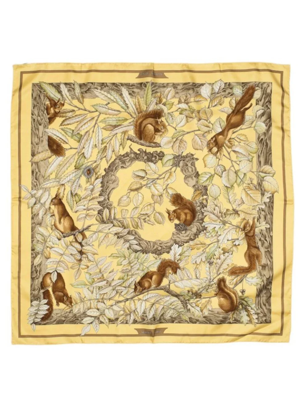 ★SOLD★ Hermes Scarf Brown Green Silk - Picture 2 of 5